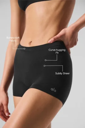 Sheer Glow-boyshorts – svart