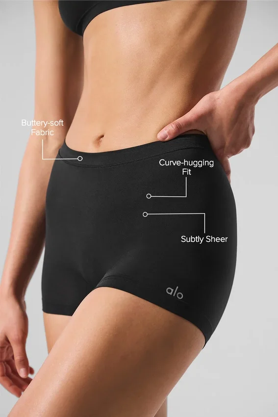 Sheer Glow-boyshorts – svart