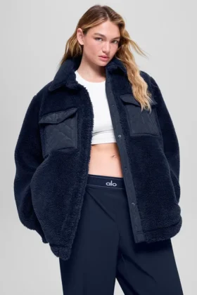Sherpa Edge Shacket – Navy