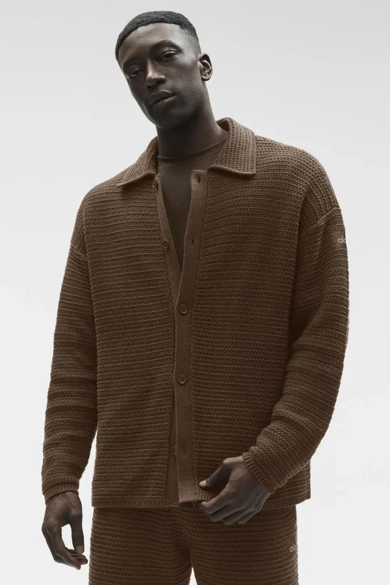 Shift Knit langermet genser med knapper – Espresso
