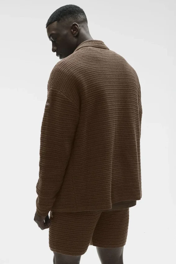 Shift Knit langermet genser med knapper – Espresso