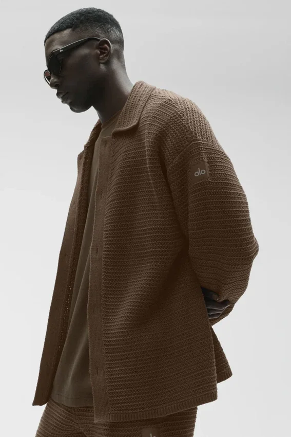 Shift Knit langermet genser med knapper – Espresso