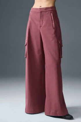 Show off Cargo-bukse med vid ben (lang) – Burgundy Truffle