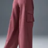 Show off Cargo-bukse med vid ben (lang) – Burgundy Truffle