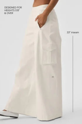 Show off Cargo-bukse med vid ben (lang) – elfenben