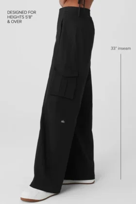 Show off Cargo-bukse med vid benvidde (lang) – svart