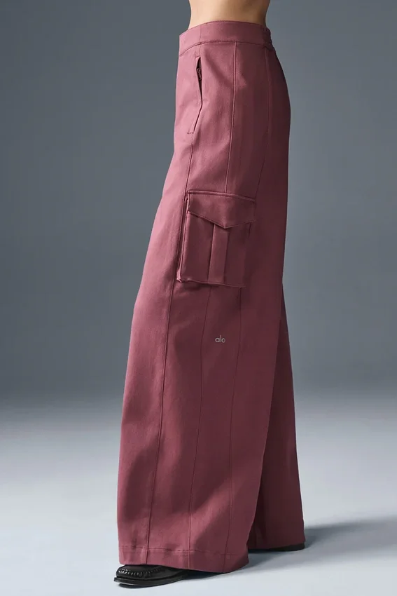 Show off Cargo Wide Leg Trouser (Regular) – Burgundy Truffle