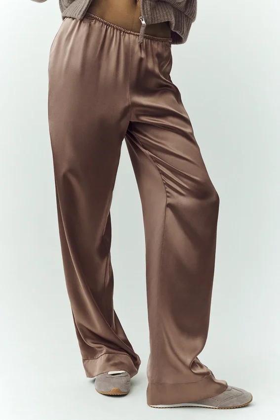 Silk Luminous Bukser (lang) – Alpine Cocoa