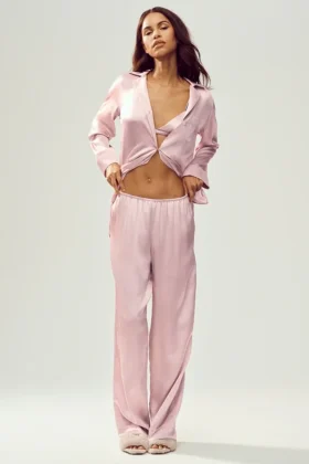 Silk Luminous Bukser (lang) – rosa champagne