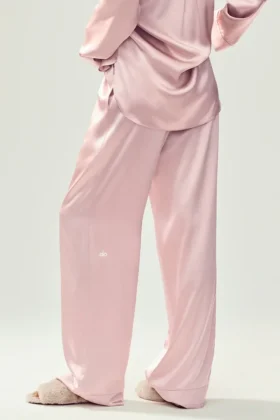 Silk Luminous Bukser (lang) – rosa champagne