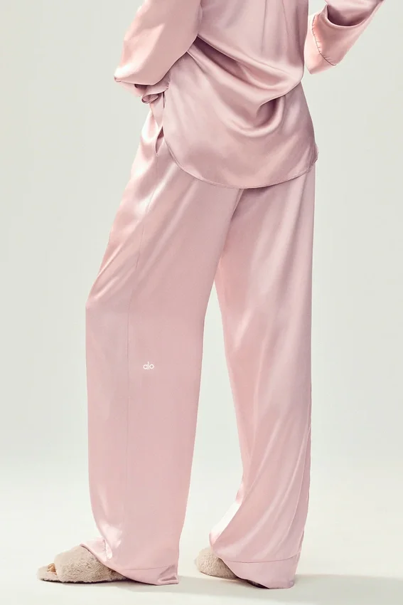 Silk Luminous Bukser (lang) – rosa champagne