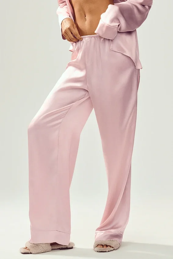 Silk Luminous Bukser (lang) – rosa champagne
