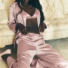 Silk Luminous Bukser (Regular) – Pink Champagne