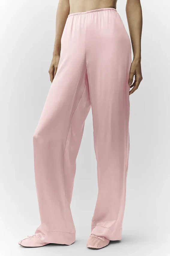 Silk Luminous Bukser (Regular) – Pink Champagne