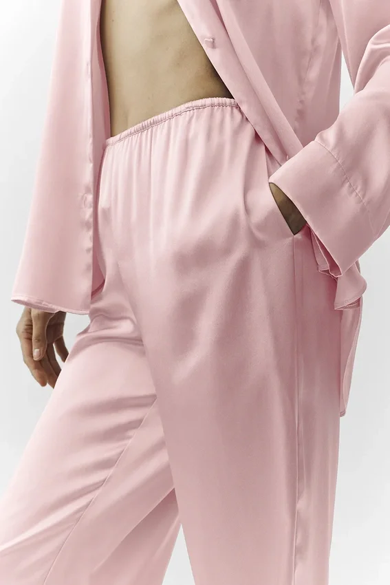 Silk Luminous Bukser (Regular) – Pink Champagne