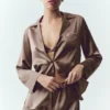 Silk Luminous Button up – Alpine Cocoa