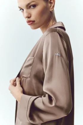 Silk Luminous Button up – Alpine Cocoa