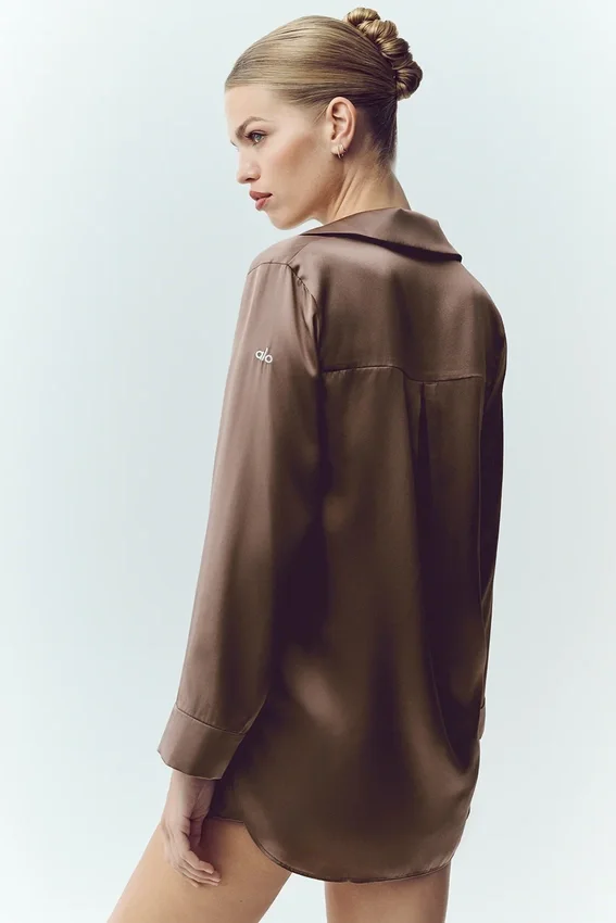 Silk Luminous Button up – Alpine Cocoa