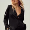 Silk Luminous Button up – Svart