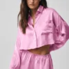 Silk Luminous kort knappeskjorte langermet – Candy Heart Pink