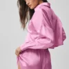 Silk Luminous kort knappeskjorte langermet – Candy Heart Pink