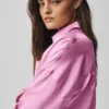 Silk Luminous kort knappeskjorte langermet – Candy Heart Pink