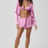 Silk Luminous kort knappeskjorte langermet – Candy Heart Pink