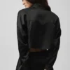 Silk Luminous kort knappeskjorte langermet – svart