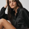 Silk Luminous kort knappeskjorte langermet – svart
