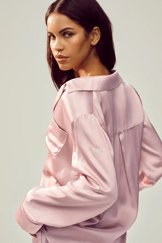 Silke Luminous knappeskjorte – rosa champagne