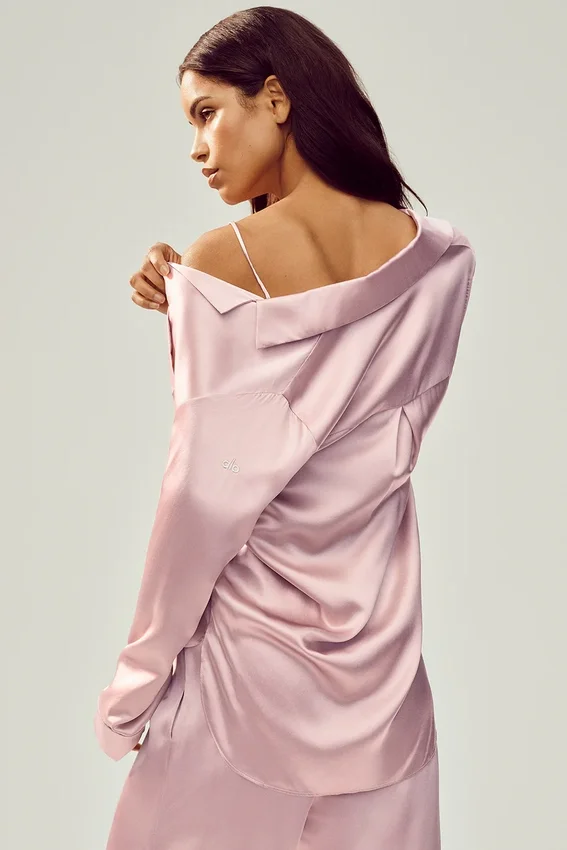 Silke Luminous knappeskjorte – rosa champagne