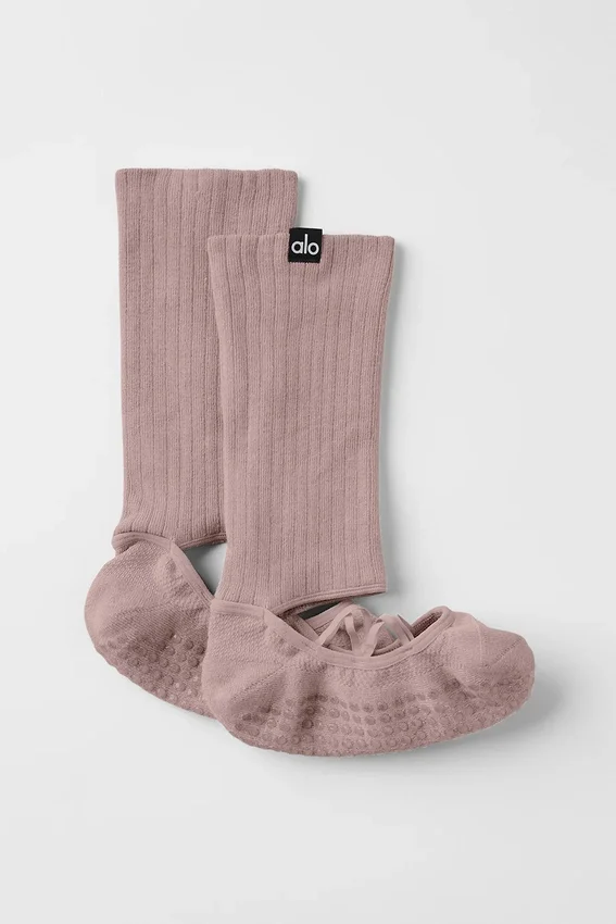 Siren Grip-sokker med stropper for kvinner – taupe