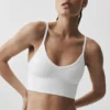 Sømløs modal-bralette med ribbestrikket mønster – hvit