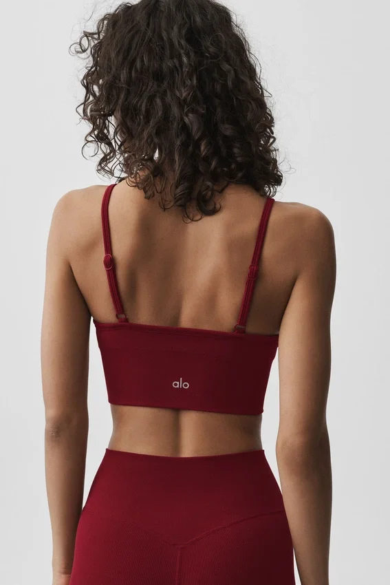 Sømløs modal ribbet Delight-bralette – Summer Romance Red