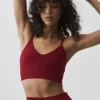 Sømløs modal ribbet Delight-bralette – Summer Romance Red