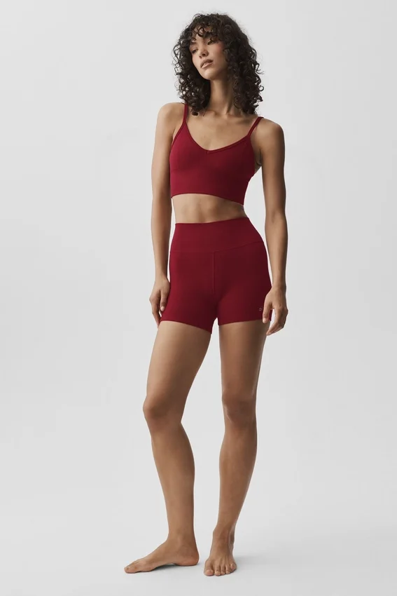 Sømløs modal ribbet Delight-bralette – Summer Romance Red