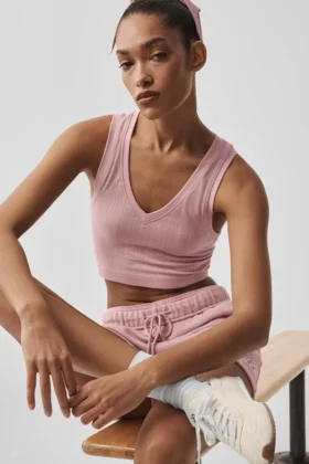 Sømløs Pointelle-singleter – Vintage Pink