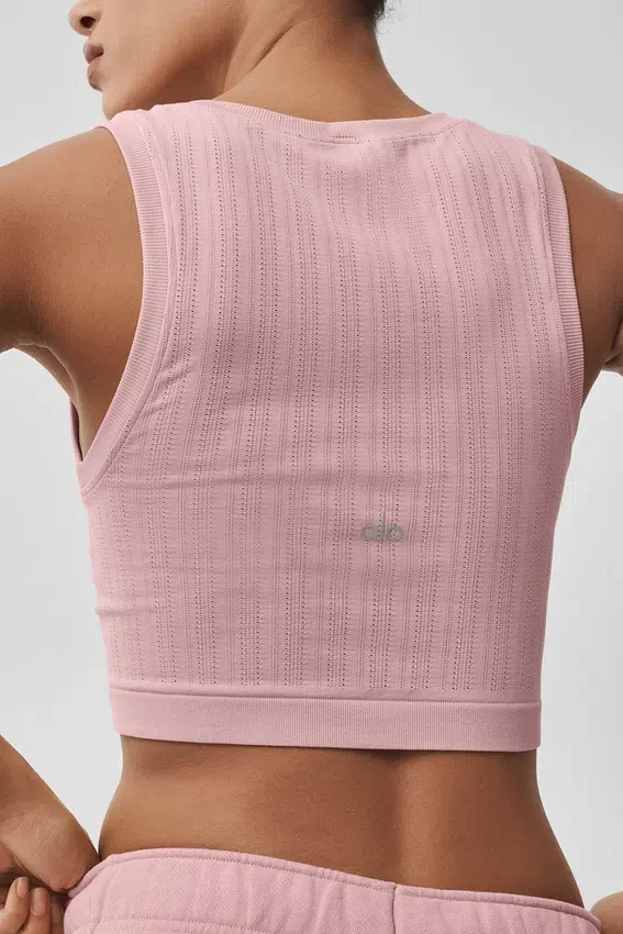 Sømløs Pointelle-singleter – Vintage Pink