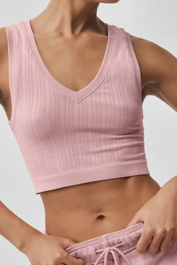 Sømløs Pointelle-singleter – Vintage Pink