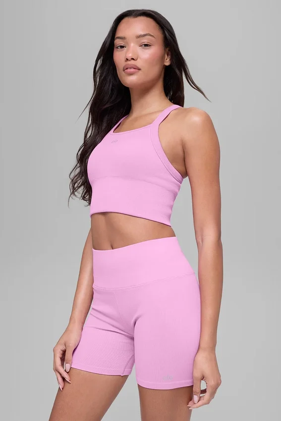Sømløs ribbet Favorite BH-singleter – Candy Heart Pink