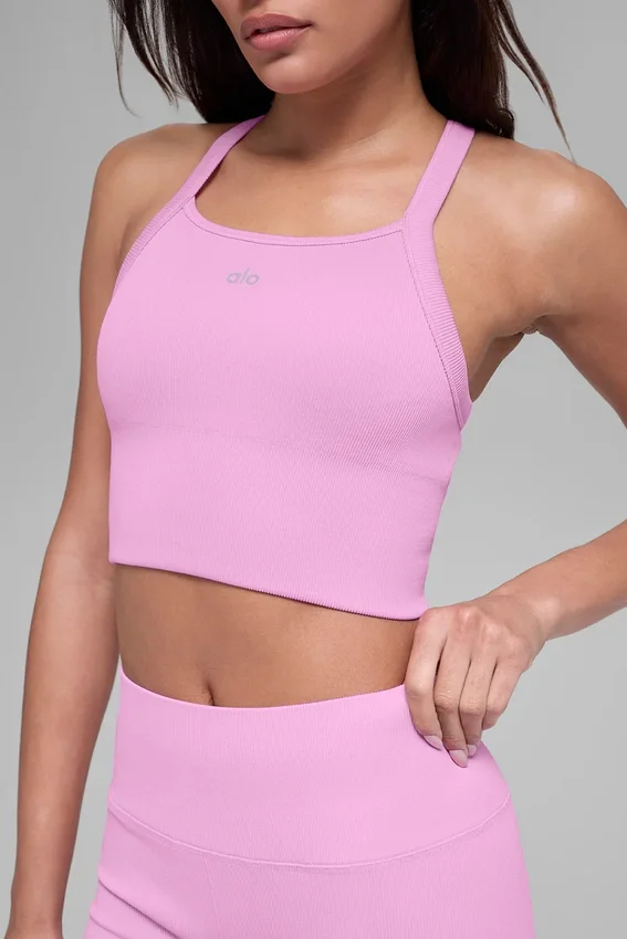 Sømløs ribbet Favorite BH-singleter – Candy Heart Pink