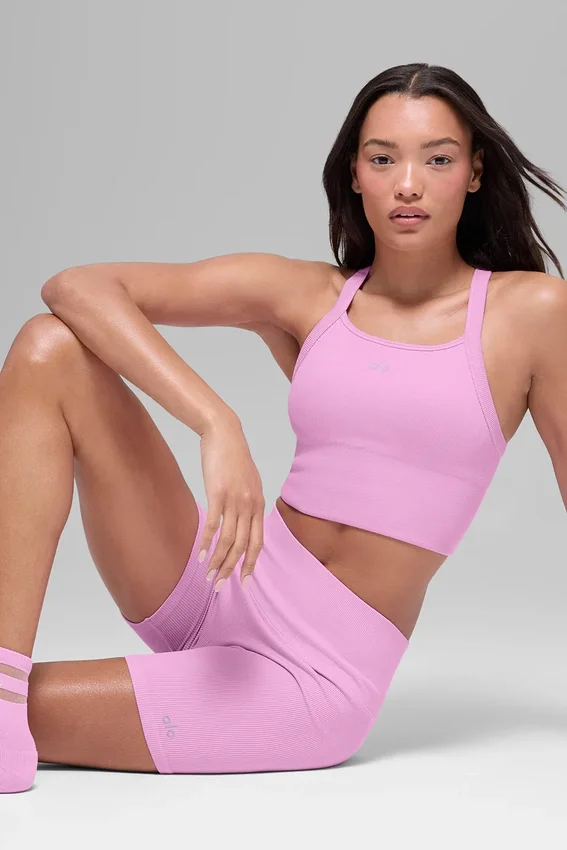 Sømløs ribbet Favorite BH-singleter – Candy Heart Pink