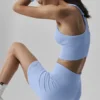 Sømløs ribbet Favorite-BH-singleter - Light Provence Blue