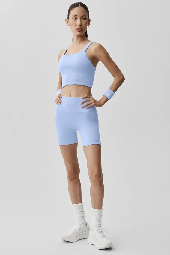 Sømløs ribbet Favorite-BH-singleter - Light Provence Blue