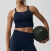 Sømløs ribbet Favorite-BH-singleter – Navy