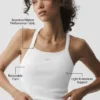 Sømløs ribbet Favorite-tanktop med BH i full lengde – hvit