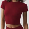 Sømløs, ribbet modal-shorts med korte ermer – Summer Romance Red