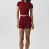 Sømløs, ribbet modal-shorts med korte ermer – Summer Romance Red