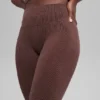 Sømløse High-Waist tights med tofarget ribbestrikk – Brownstone Heather