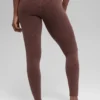 Sømløse High-Waist tights med tofarget ribbestrikk – Brownstone Heather